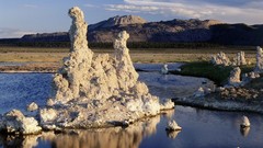 Landscapes California reflections rock formations Mono Lake