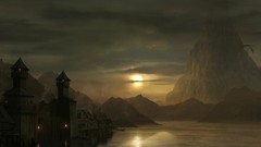 Landscapes Castles nighttime water body fantasy art