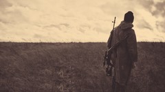 Landscapes clouds Guns wheat fields snipers dragunov sniper 