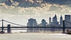 Landscapes clouds Manhattan Bridges buildings rivers cityscapes 