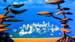 Landscapes clouds Plants paintings cityscapes artwork fantasy 