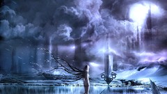 Landscapes clouds woman paintings Solaris Photo manipulation 