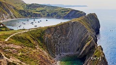 Landscapes coast England Boats United Kingdom cliffs bing cove 