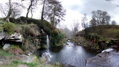 Landscapes creek nature Trees waterfalls little cloudy day