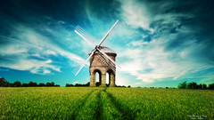 Landscapes digital art windmills