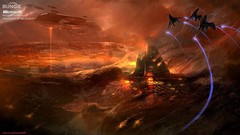 Landscapes fire science fiction halo concept art Banshee 