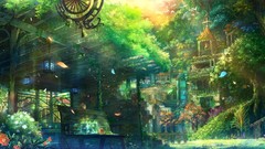 Landscapes Flowers nature Trees Birds bench Anime Bells 