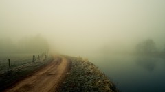 Landscapes fog dirt roads