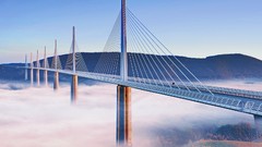 Landscapes fog France millau viaduct Viaduc de Millau