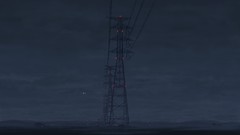 Landscapes fog night power lines electricity pole Isai Shizuka