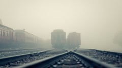 Landscapes fog Railways mist railroad tracks trains railroad 