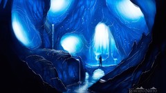 Landscapes ice silhouettes caves rivers artwork fantasy art 
