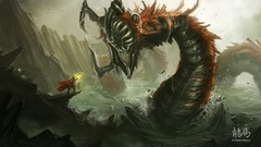 Landscapes Monsters hero paintings drawings artwork digital art 