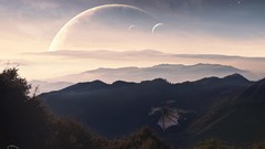 Landscapes moon Dragons planets drawings artwork qauz fantasy 