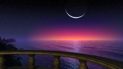 Landscapes moon nighttime water body fantasy art