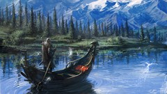 Landscapes Mountains Boats Warriors fantasy art Remko Troost