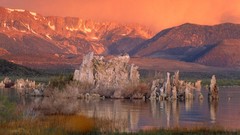 Landscapes Mountains California rock formations Mono Lake