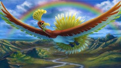 Landscapes Mountains clouds nintendo Pokemon rainbows fan art 