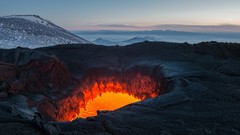 Landscapes Mountains clouds Volcanoes lava Holes Russia MAGMA