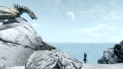 Landscapes Mountains Dragons the elder scrolls v skyrim 