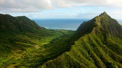 Landscapes Mountains Green oahu valleys