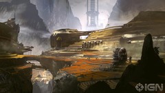 Landscapes Mountains microsoft science fiction halo concept art 