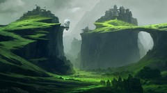 Landscapes Mountains Portuguese cities artwork digital art 