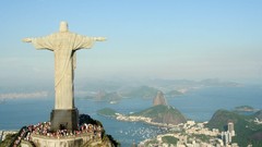 Landscapes nature bay statues top view Rio de Janeiro Brazil 