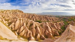 Landscapes nature blue Mountains clouds white Green Plants 