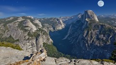 Landscapes nature blue Mountains white Green Yosemite National 