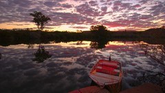 Landscapes nature clouds Boats canoe lakes canoes