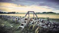 Landscapes nature clouds dawn fences fields stone wall skyscapes