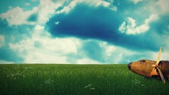 Landscapes nature clouds fields planes rusty color