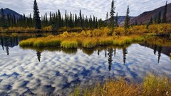 Landscapes nature clouds land Canada lakes reflections Yukon