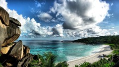 Landscapes nature clouds Seychelles Beaches