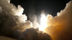 Landscapes nature clouds smoke shuttle take off