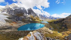 Landscapes nature grass snow water Mountains clouds lakes andes 