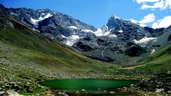Landscapes nature grass snow water Mountains clouds white Green 