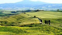 Landscapes nature hills horizon Italy roads fields Tuscany
