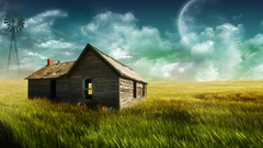 Landscapes nature moon houses