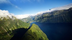 Landscapes nature Mountains clouds corner shadows ridge