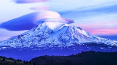 Landscapes nature Mountains clouds forests snowy peaks morning 