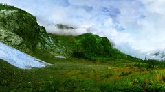 Landscapes nature Mountains clouds ice Green caves ice cave