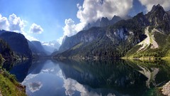 Landscapes nature Mountains clouds lakes flat water