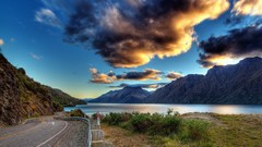 Landscapes nature Mountains clouds streetscape