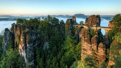 Landscapes nature Mountains land germany Bridges Bastei Bridge
