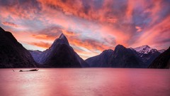 Landscapes nature Mountains pink milky milford sound Trey 