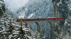 Landscapes nature Mountains Railways Bridges trains