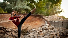 Landscapes nature Music woman violins violinist fitness 