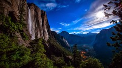 Landscapes nature night Stars Mountains Yosemite National Park 